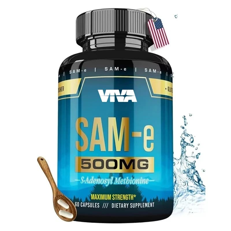 Sam E 500mg, 60 Sam E vitamin supplement capsules for liver, non-GMO, gluten-free