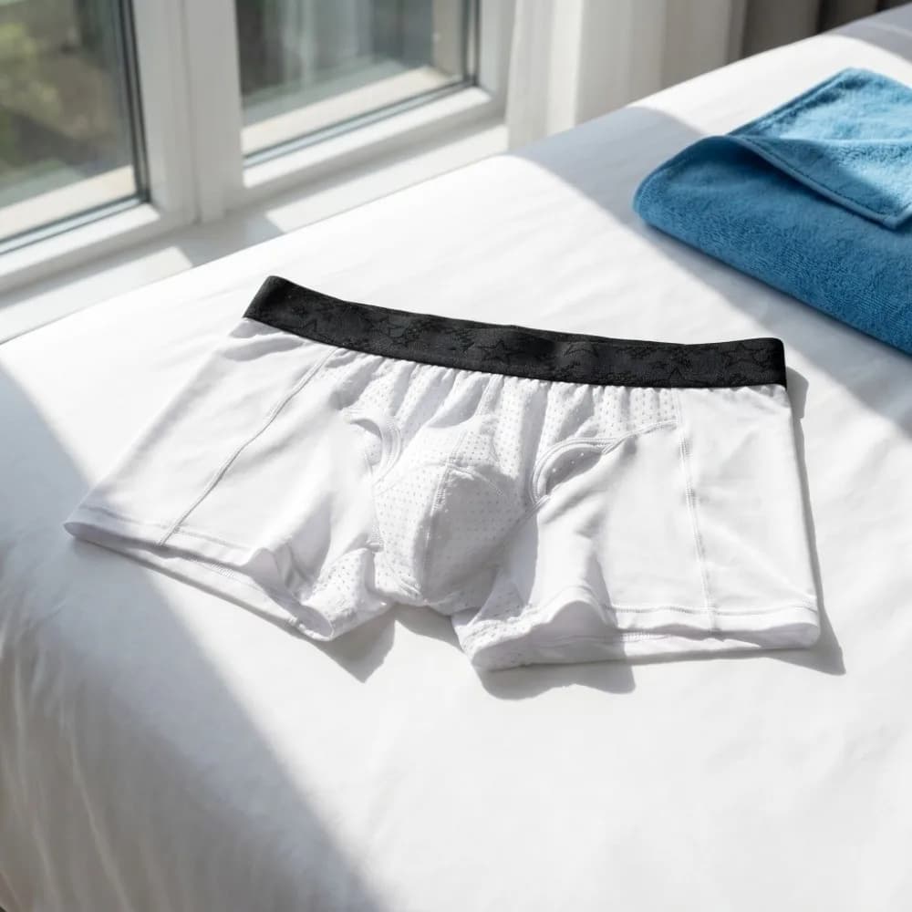 Quick-Drying Men's Mesh Boxer Briefs Separation Four-Way Stretch Underwear for Man Thin Mesh Lingerie Male Ice Silk Panties