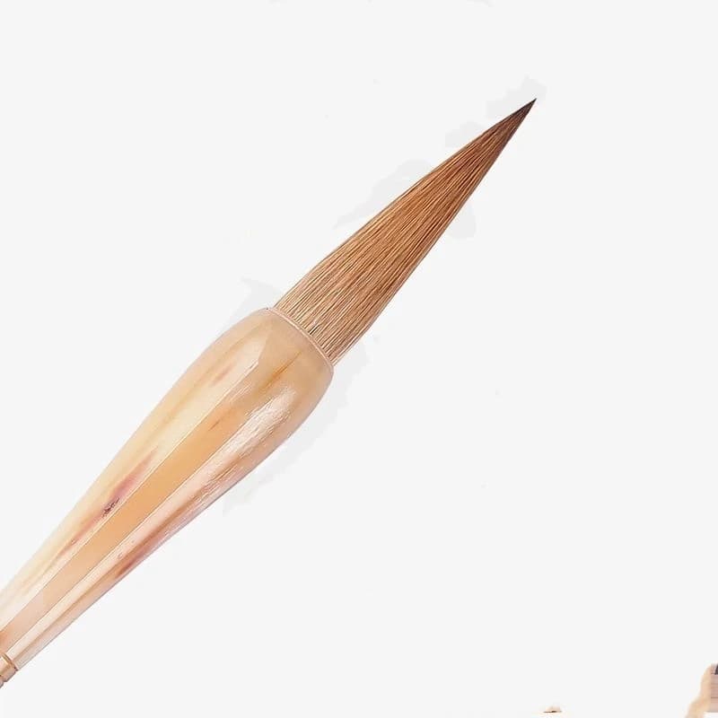 Upscale Weasel Hair Calligraphy Brush Ox Horn Brush Holder Wolf Hair Brush Set Regular Script Chinese Calligraphy Brush Gift