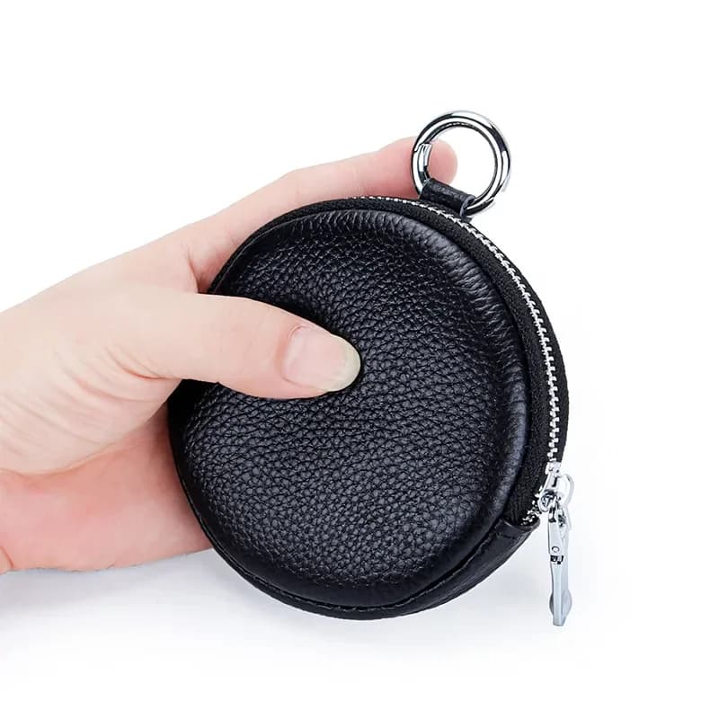 Primo strato in pelle bovina rotonda borsa da donna portafoglio ragazza semplice custodia per cuffie borsa portamonete per carte di credito Mini borsa a mano 2024
