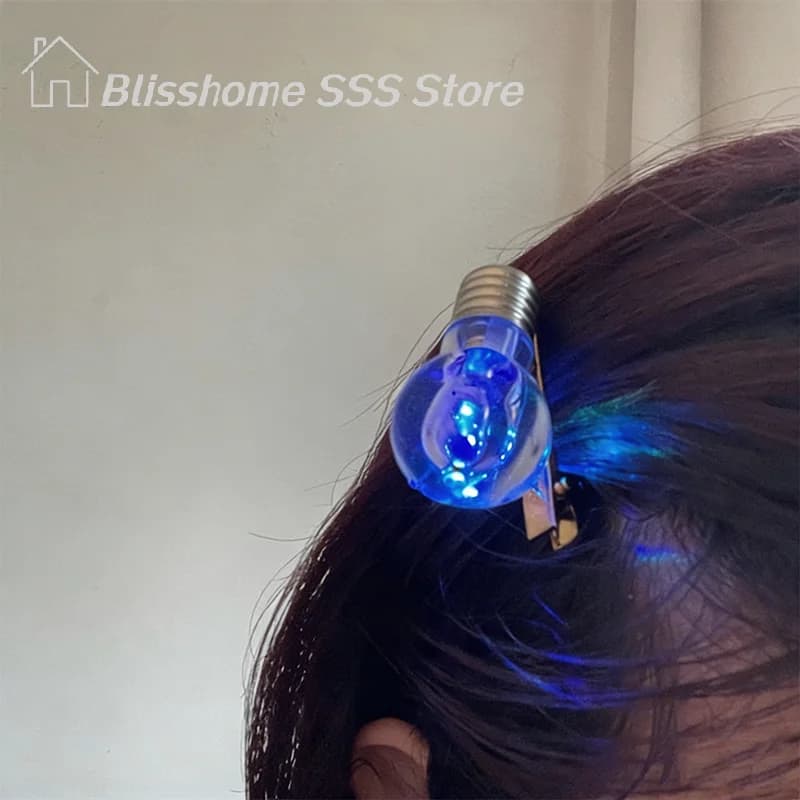 【S】1 Pezzo Nuovo Divertente Fermaglio per Capelli Luminoso a Forma di Lampadina, Mollette per Capelli Creative e Strane per Donne e Ragazze, Ideali per Feste