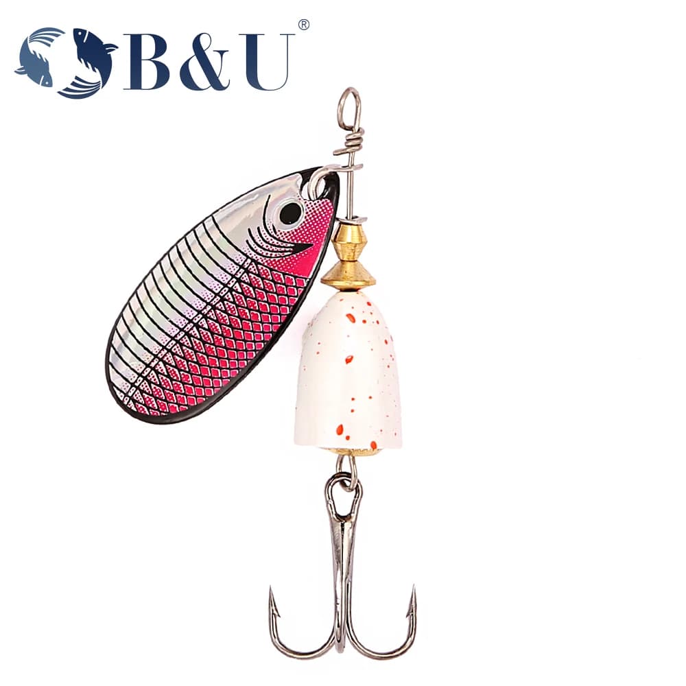 B&U Spinner Metallo Esca Dura Rotante Spinner Richiamo di Pesca Cucchiaio Paillettes Wobblers Bass Pesca Con Ami Alti