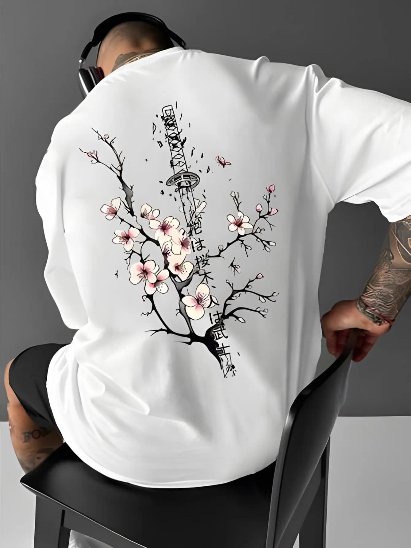 Men’s street-style printed T-shirt, versatile casual short-sleeved top, American high-street summer trend short-sleeved top