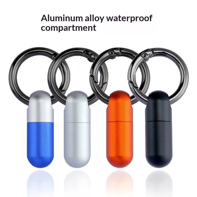 Aluminum Alloy Waterproof Pill Box Portable Sealed Mini Pill Bottle Keyring Small Bunker First Aid Carry Accessory