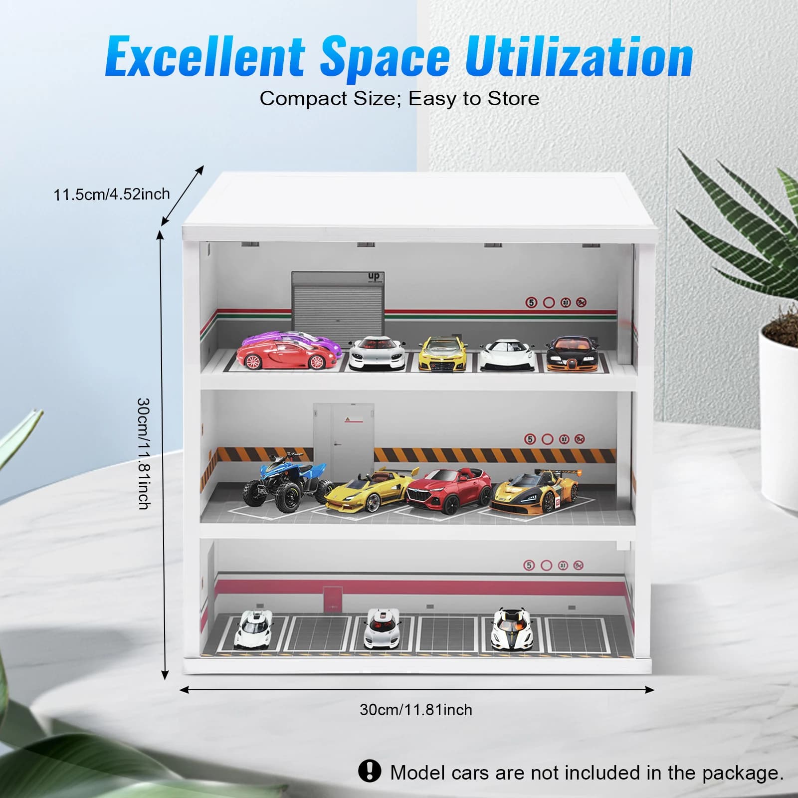 3 shelves display, Auto 1:64 model display, Glass shelves for Hot Wheels Diecast, Collective Toy Organizer