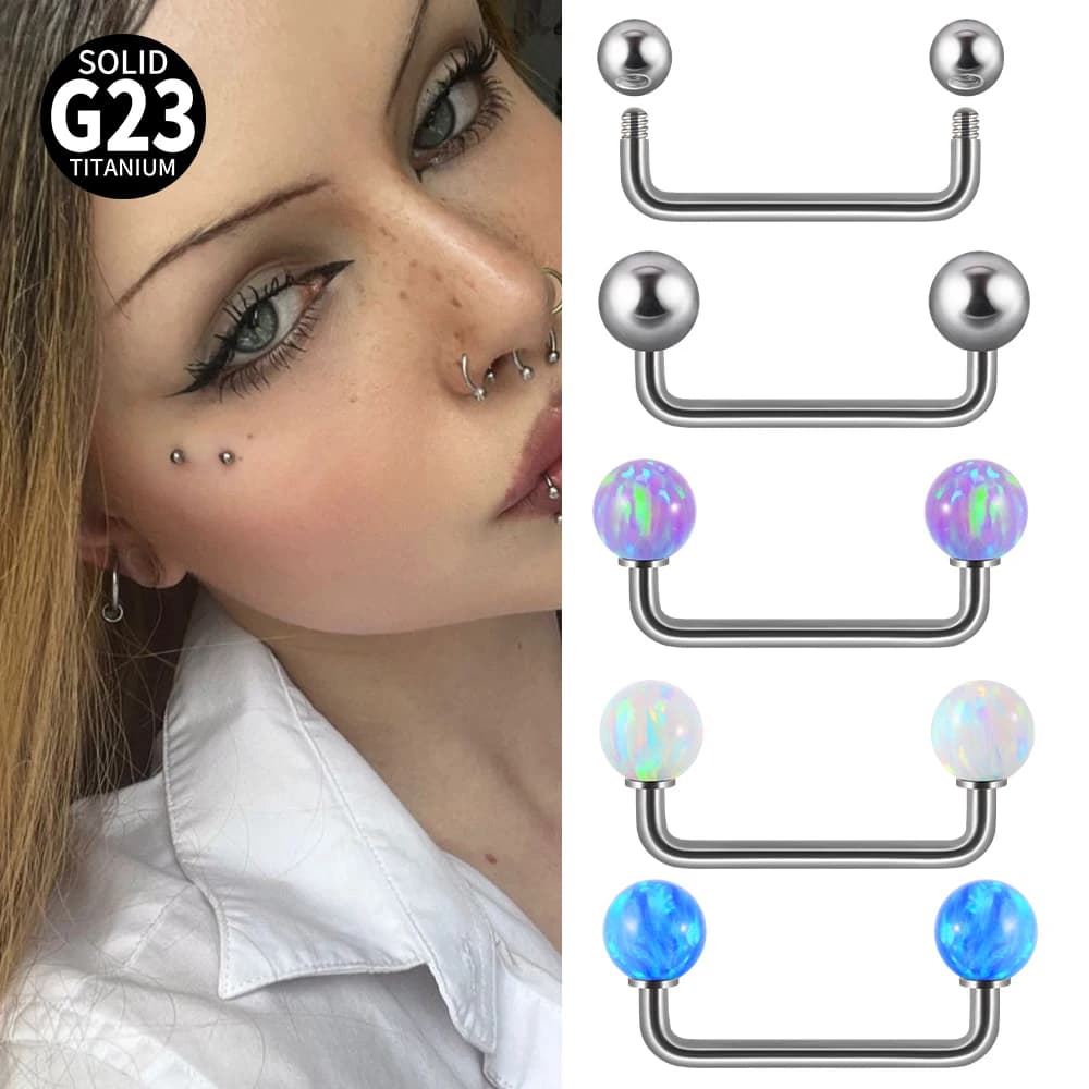1PC Grado di Impianto Titanio Superficie Piercing Doppia Sfera Fiocco Dermico Anchor16G Opale Micro Dermico Ancore Bar Penetranti gioielli