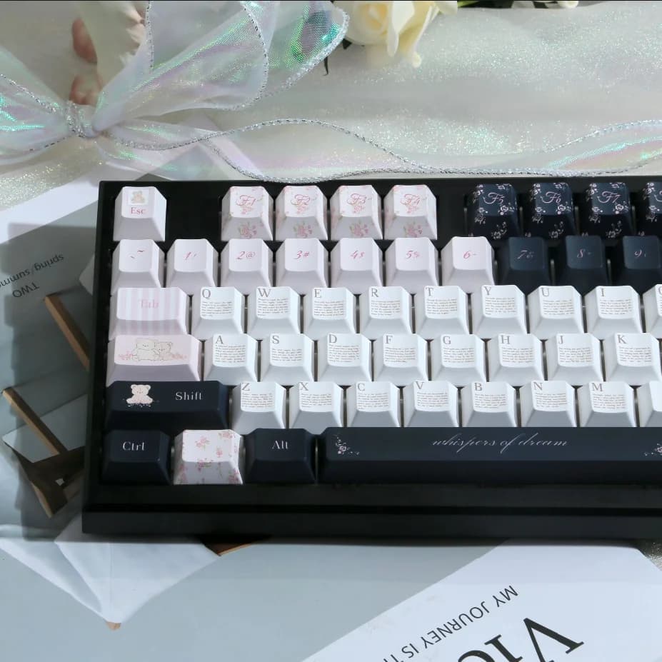 Set di copritasti a tema Bouquet di orsi PBT MOA Cherry Profile Copritasti originali personalizzati fatti a mano per accessori per tastiera meccanica regalo
