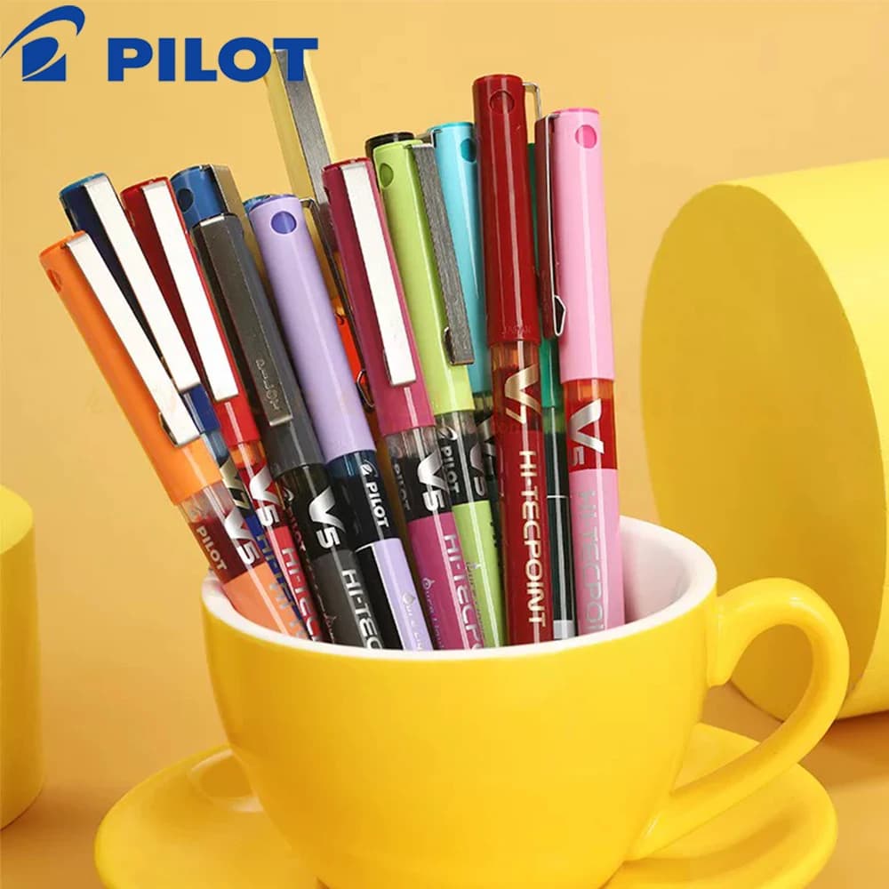 12pcs Japan Pilot BX-V5 Gel Pens Hi Tecpoint Straight Liquid Pen Large Capacity Quick-drying Ink 0.5mm Needle Point Stationery