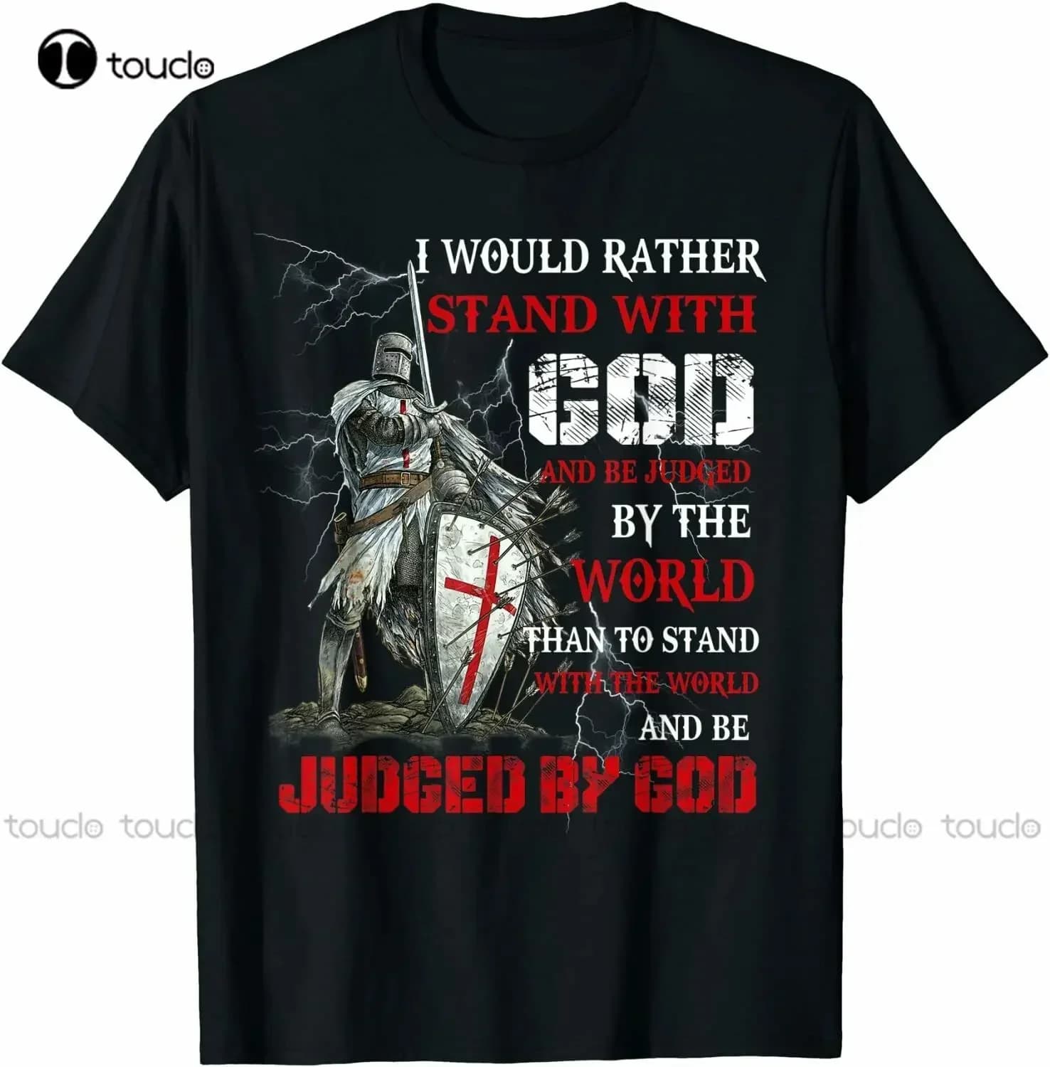 I Would Rather Stand With God Knight Trust Christian Warrior T-Shirt S-5Xl Mens Golf Shirt Custom Aldult Teen Unisex Xs-5Xl