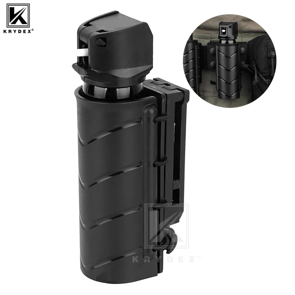 KRYDEX Custodia per spray al pepe OC Mace Fondina per gel al pepe MK3 MK4 Custodia per contenitori Cintura girevole a 360° da 1,5" - 2,25"