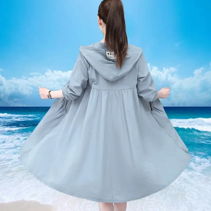 Sottile protezione solare abbigliamento donna giacca lunga 2025estate nuova protezione UV coreano versatile protezione solare camicia cappotto giacche a vento femminili