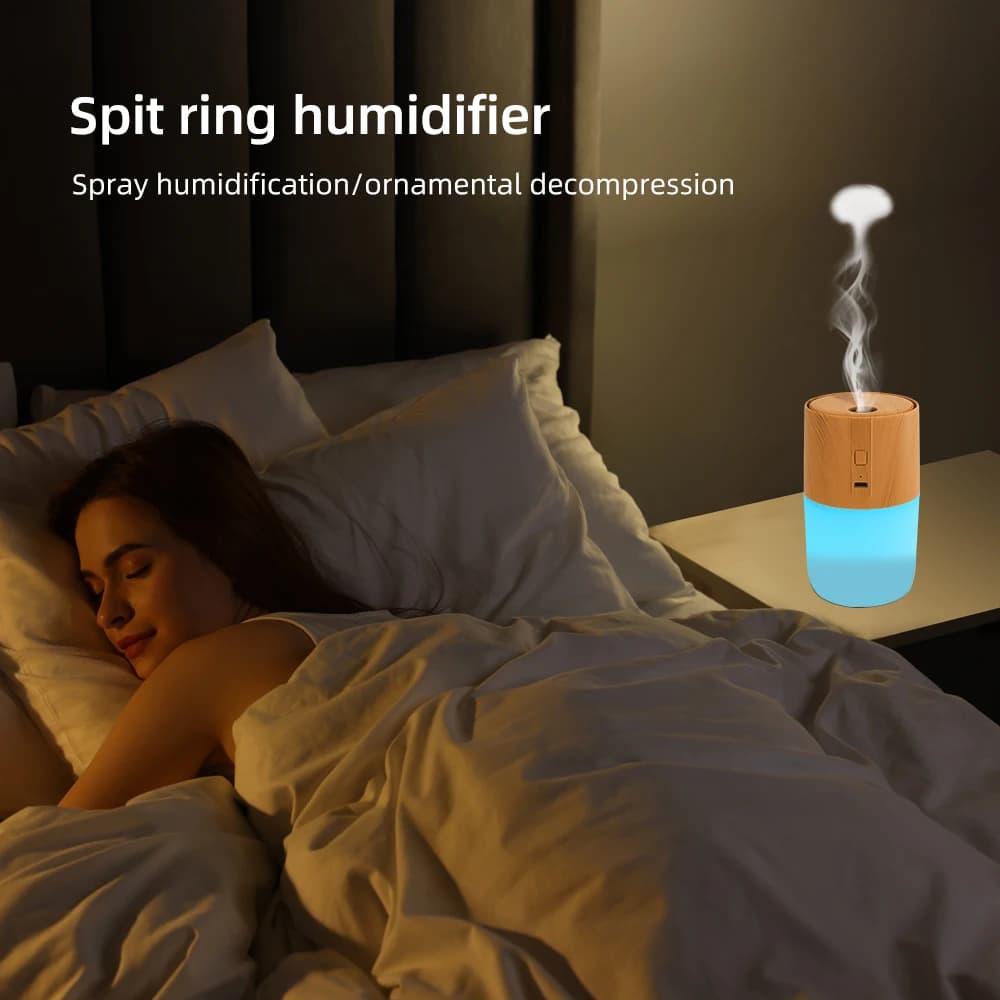 Diffusore di oli essenziali con venature del legno da 300 ml 7 colori rilassanti, umidificatore ultra silenzioso e oli essenziali purificatore d'aria per la relizione dello stress
