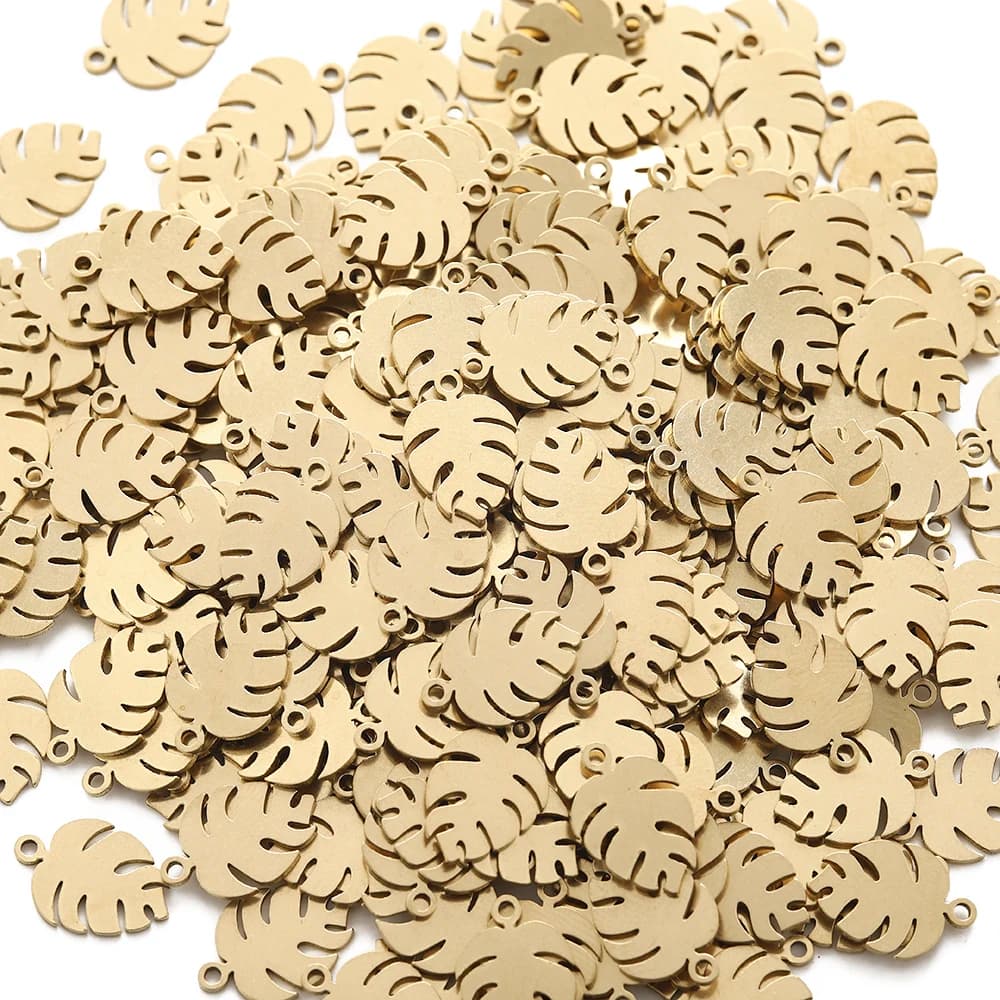 20 pz ottone grezzo Monstera pianta foglia Charms albero tropicale foglie ciondolo fascino per gioielli fai da te che fanno orecchini risultati forniture