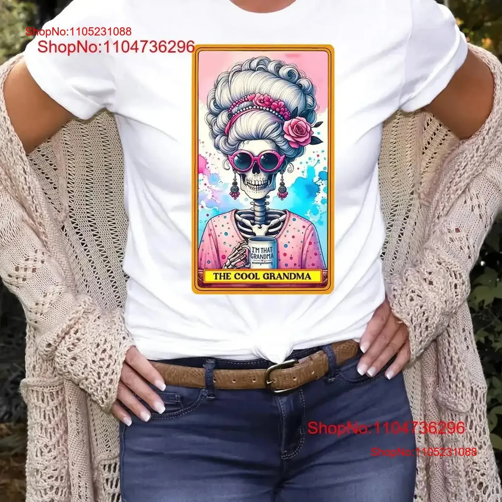 Fantastica maglietta con carta dei tarocchi della nonna nonna Groovy vintage grafica lavata homme Casual leggermente streetwear Comodo vintage