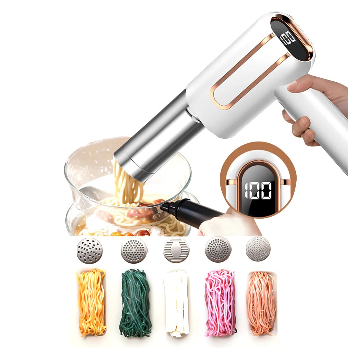 Macchina per la Pasta elettrica portatile per Pasta Ramen senza fili macchina per fare la Pasta USB completamente automatica ricaricabile per la cucina di casa kardshavy