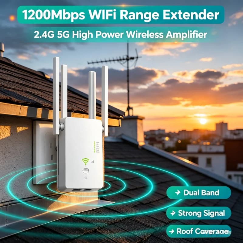 Dual Band 5G 2.4G 1200Mbps AC1200 WiFi Extender Repeater Signal Booster Router AP 802.11AC