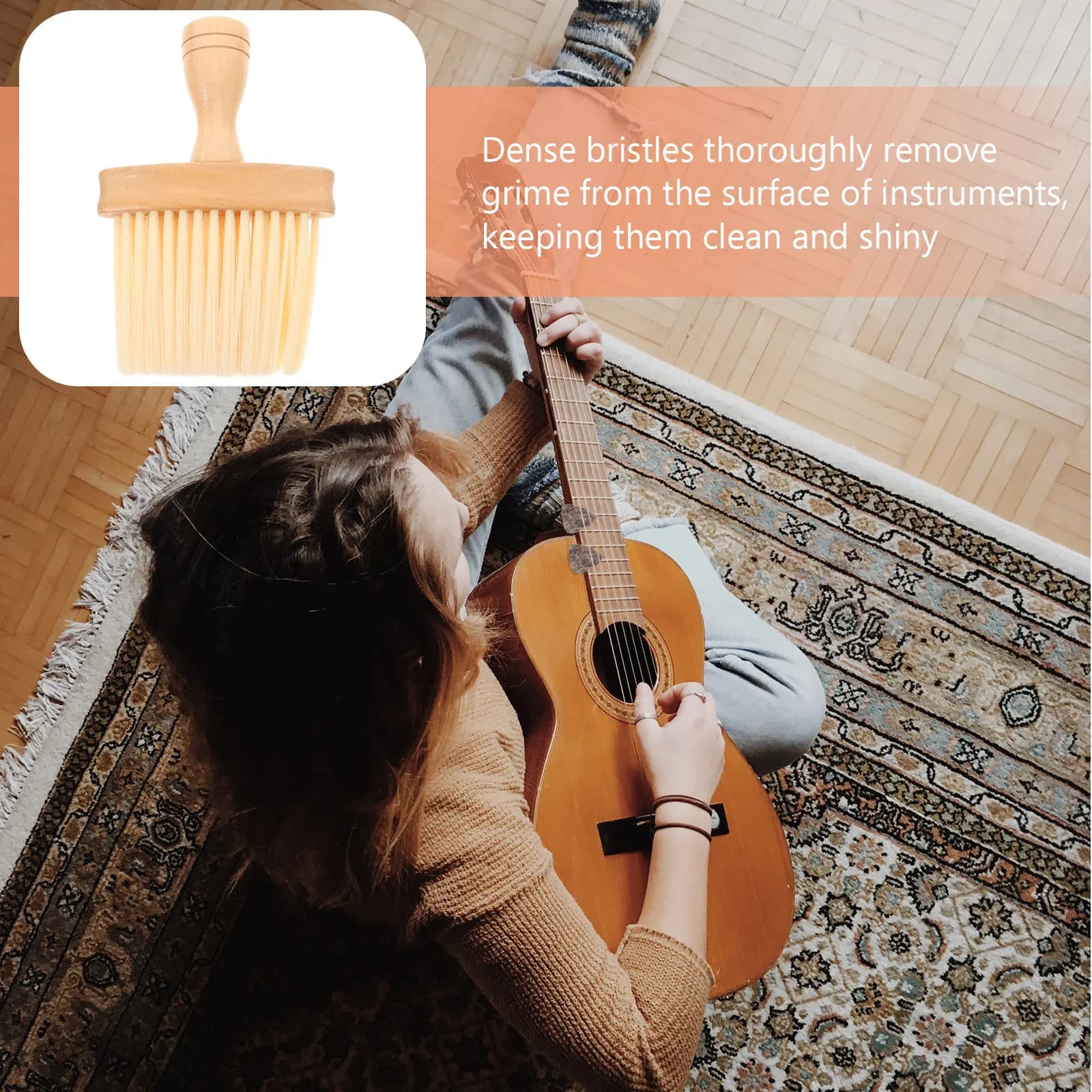 Set di 6 Spazzole per la Cura degli Strumenti Musicali con Impugnatura Comoda in Plastica e Setole Dense per Chitarra, Pianoforte, Batteria, Flauto, Ukulele, Sassofono