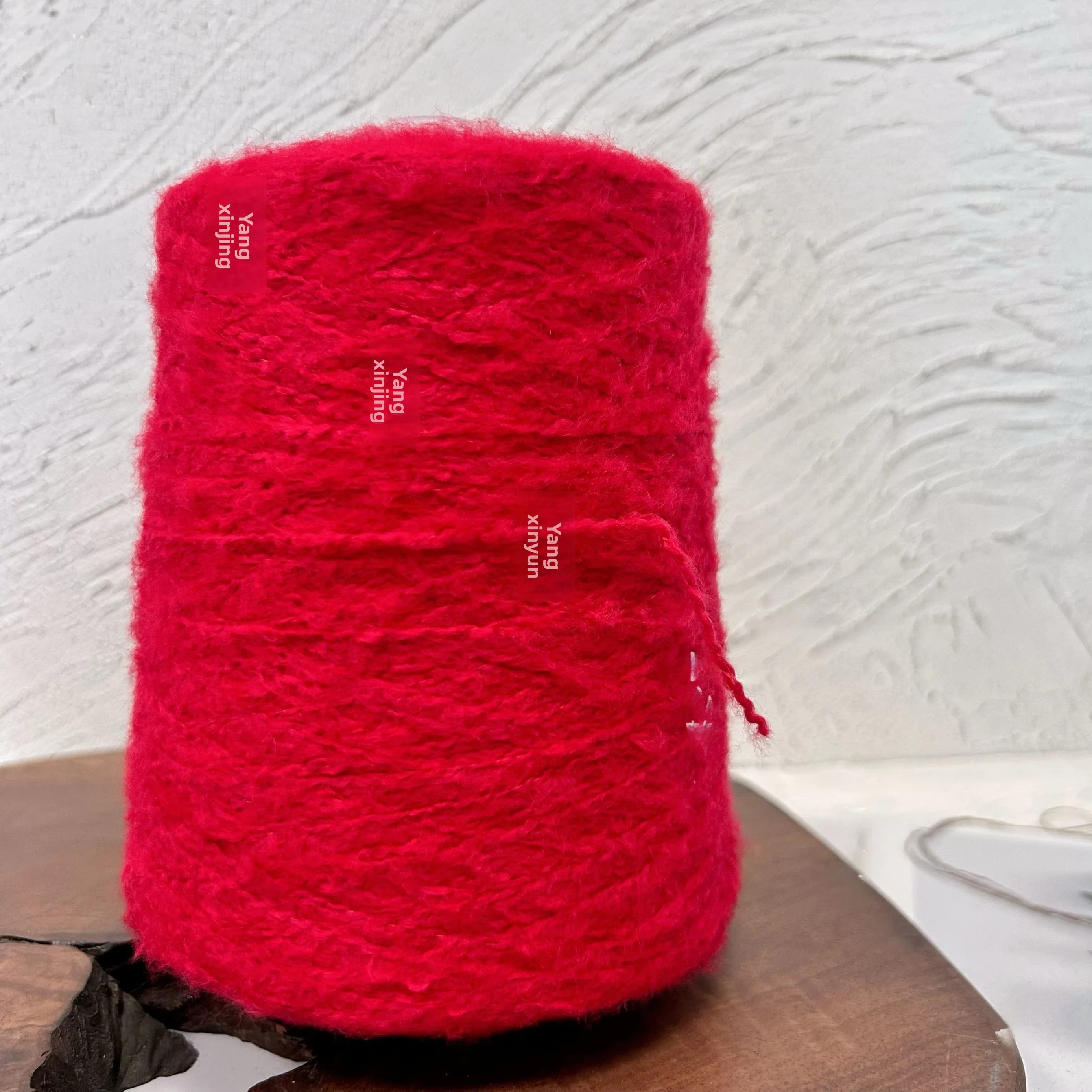 Filato Morbido Rosso in Cotone e Lana 500g per Sciarpe, Maglioni e Lavori a Maglia, Filato Caldo per Tessuti di Yang Xingjing
