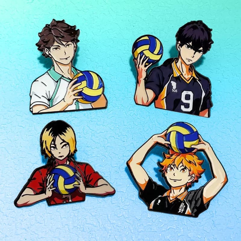 Cartoon Volleyball Sportsman Pins 4-design Cool Athletes Character Brooch For Clothes Backpack Metal Pin Lapel Badge Gifts