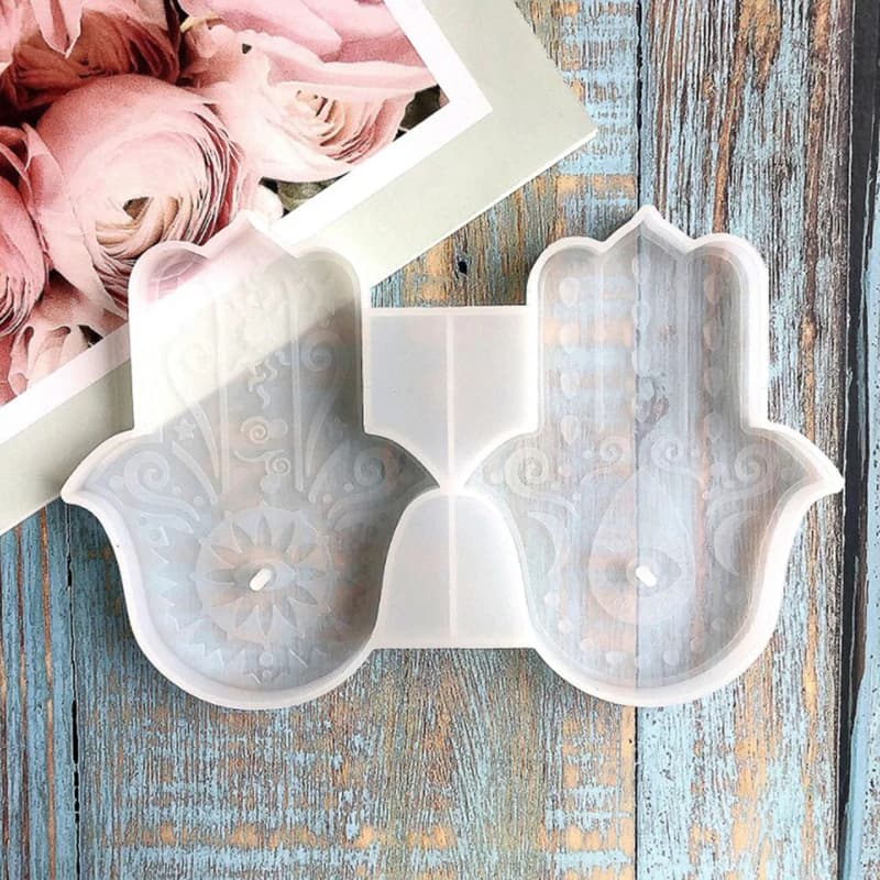 2 pezzi/set mano di Fatima fiore della vita stampo in silicone fai da te yoga cemento gesso bastoncini di incenso supporto vassoio