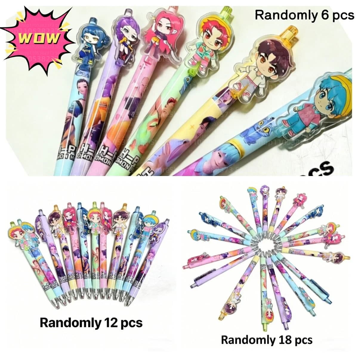 Set di 6/12/18 Penne Gel Nere da 0,5mm, Scrittura Fluida, Cancelleria con Personaggi Anime, per Studenti, Uso Quotidiano, Ufficio, Regalo Raffinato