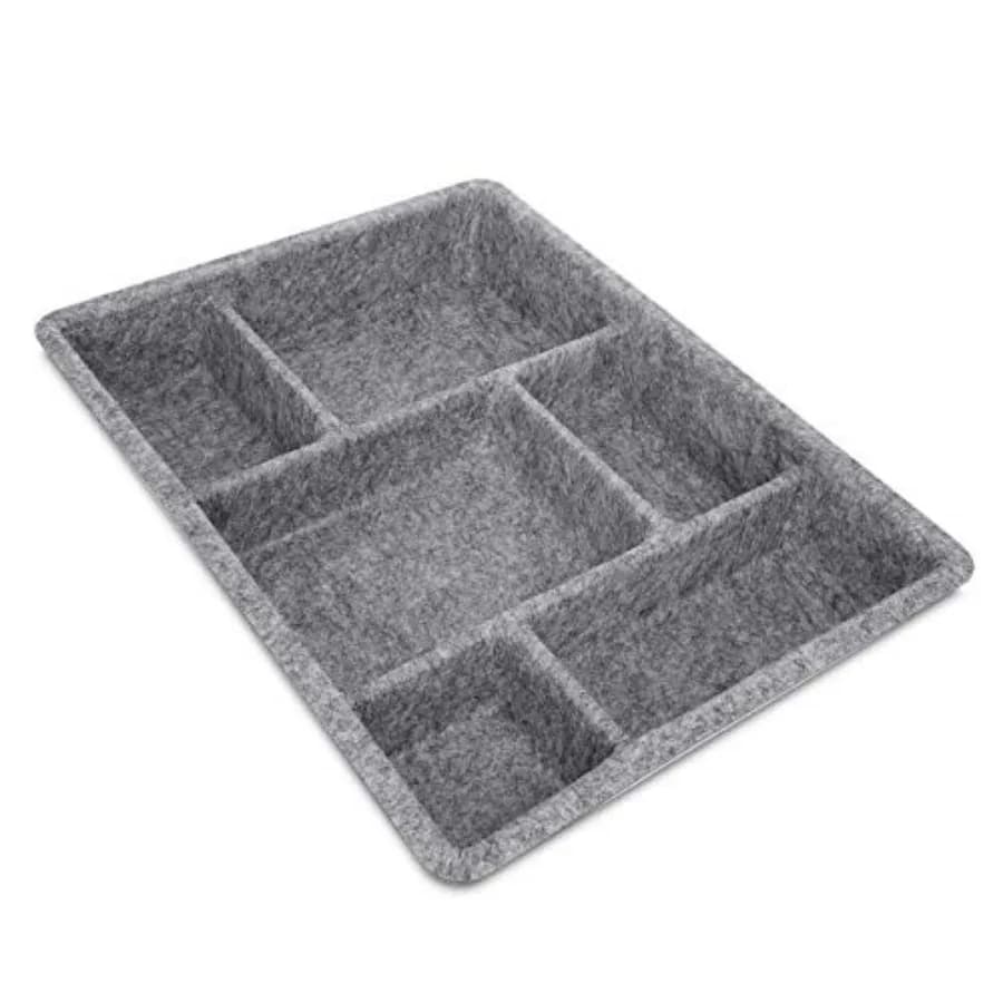 Felt Drawer Organizer Tray - Tidy Desk Drawers, Office Supplies, Jewelry, Cosmetics, Small Personal Items and Accessories - Gra