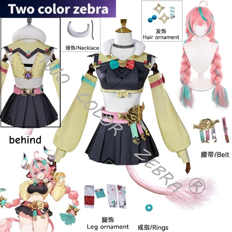 Game Genshin Impact Varesa Cosplay Costume Tops Skirt Full Suits Tail Wig Clothes Props Comic Party Role Play Clothing Outfit
