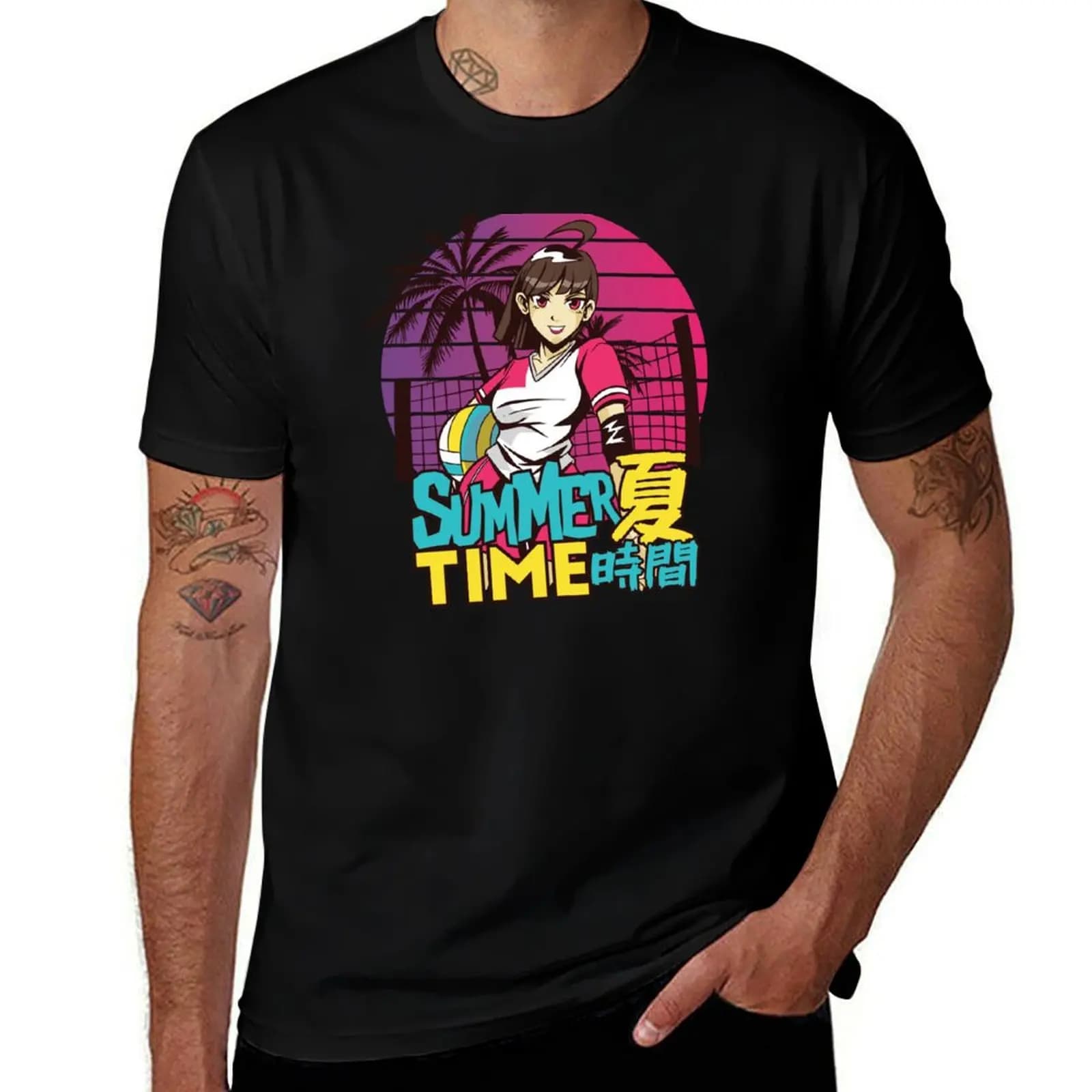 Beach volleyball anime girl T-Shirt Simple Trendy Casual T-Shirt