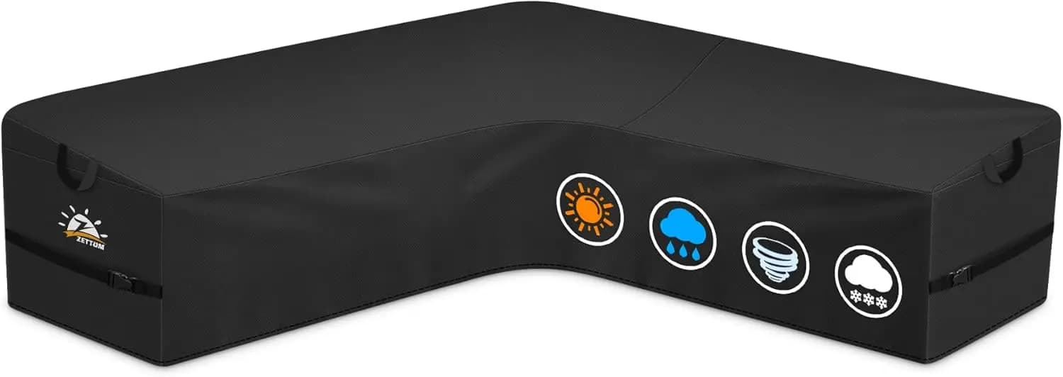 Copertura per Divano Sezionale a V da Esterno - Telo Copridivano 600D per Patio, Impermeabile e Resistente per Divano Sezionale, 105x105 Pollici