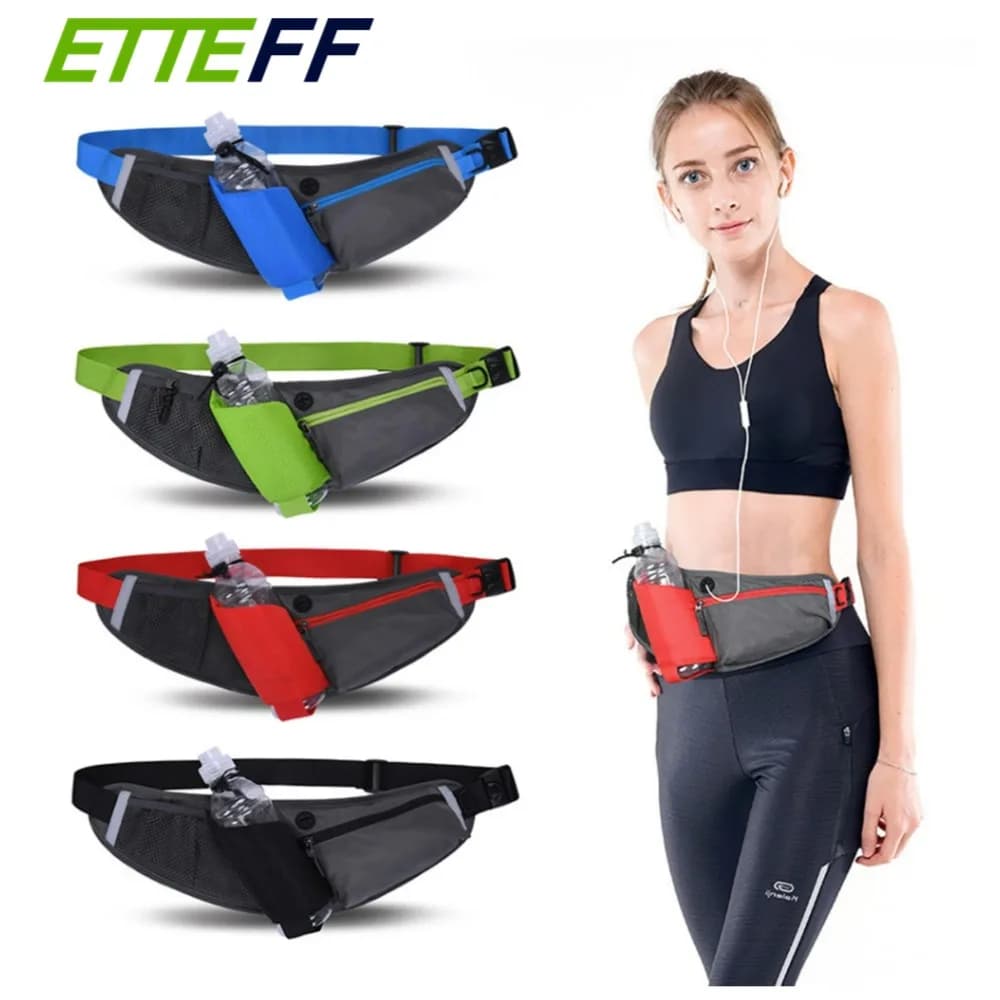 Waterproof Running Waist Bag with Bottle Holder - Adjustable Reflective Moisturizing Belt for Hiking, Cycling, Outdoor Sports