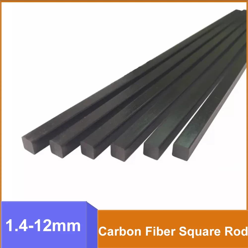Long 500mm High Strength Solid Carbon Fiber Square Rod 1.4-12mm Lightweight Carbon Square Stick DIY Handmade Accessories