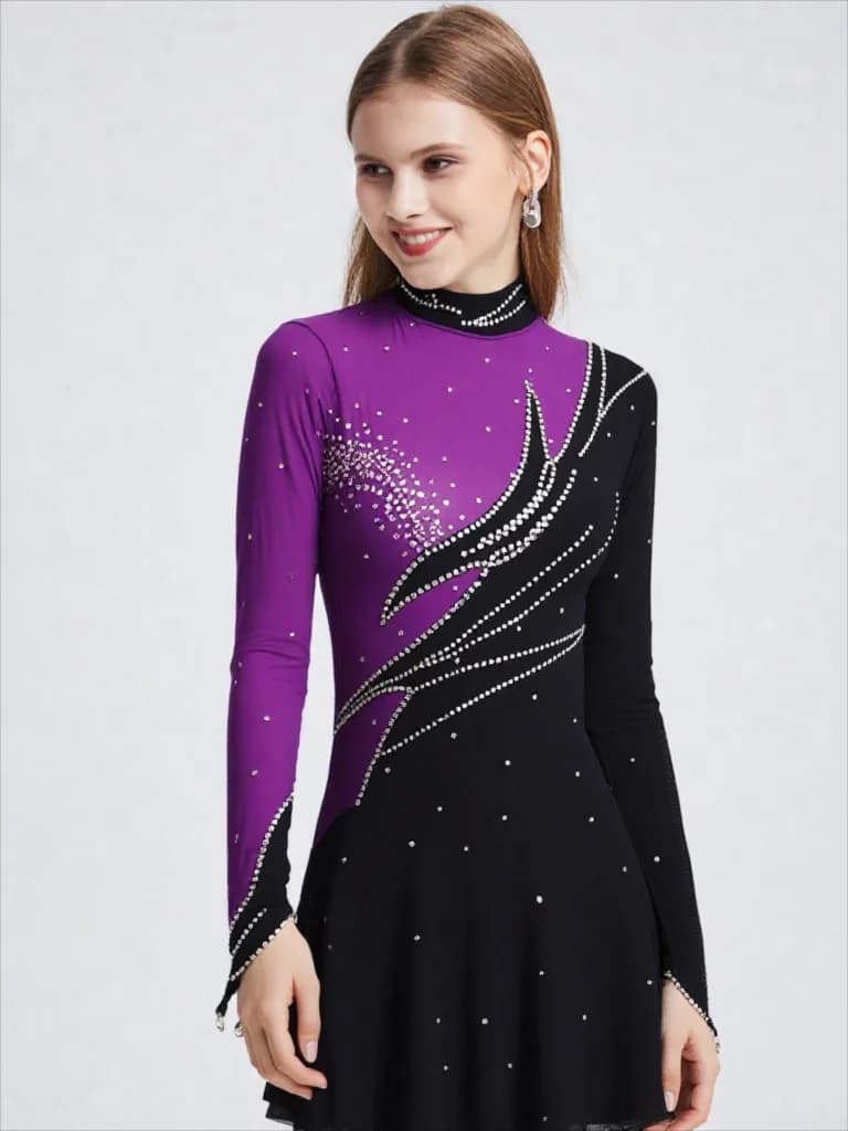 LIUHUO Donna Ragazza Lady Pattinaggio di Figura sul Ghiaccio Vestito Prestazioni Ginnastica Ritmica Concorso Body Costume Adolescenti Roller Viola