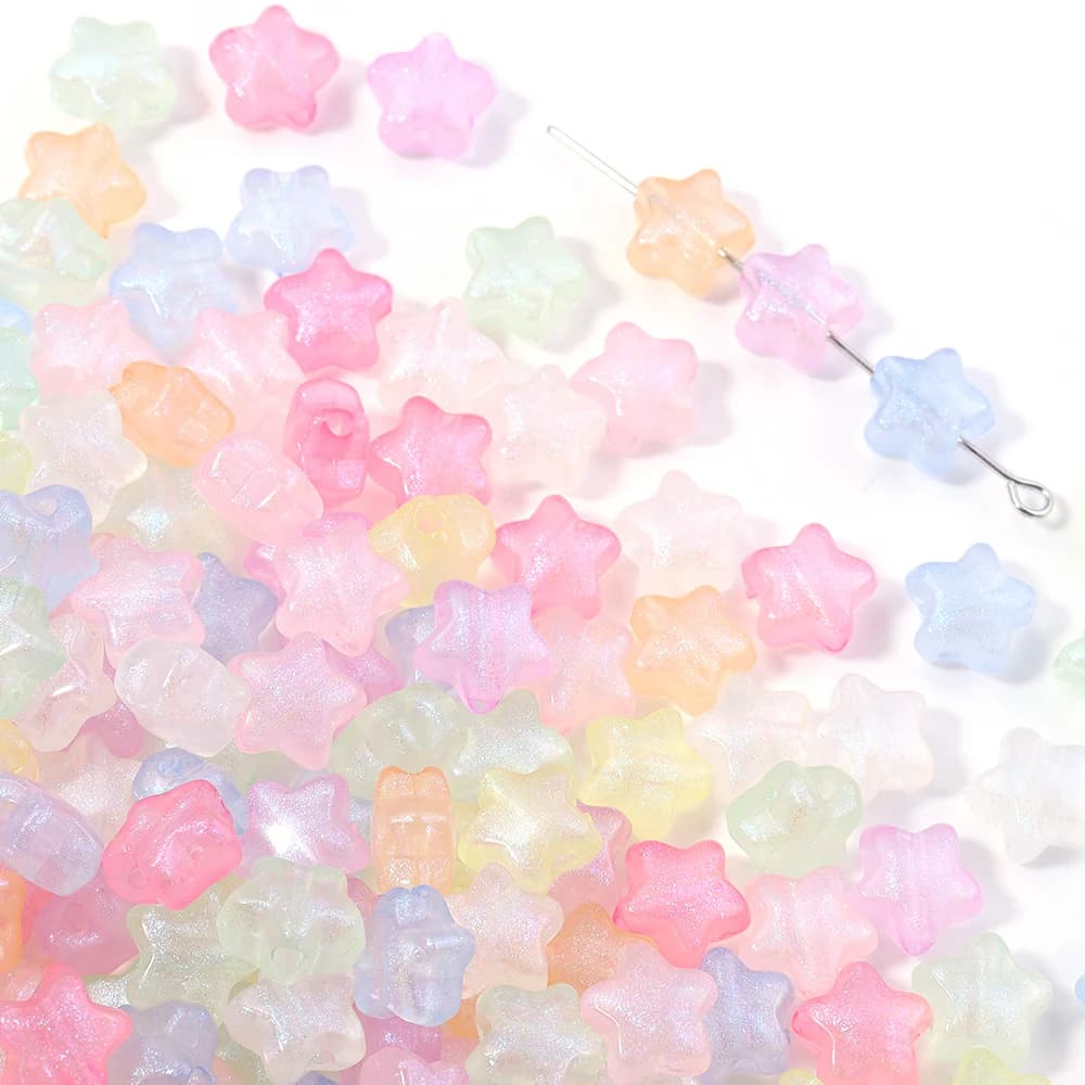 100 pz 10mm Acrilico Stella Perline Colorate Luminose Stella a Cinque Punte Perline Sparse Per Gioielli FAI DA TE Che Fanno Bracciale Collana Forniture