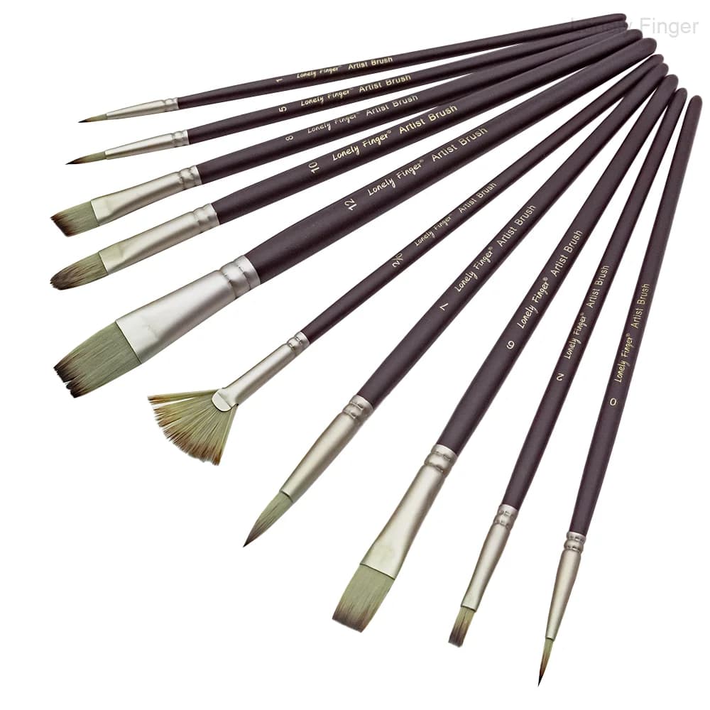 10pcs Professional Artist Brush Set - Fine Detail Paint Brushes, Synthetic Different Tips for Artists & Students Art Supplies Gi