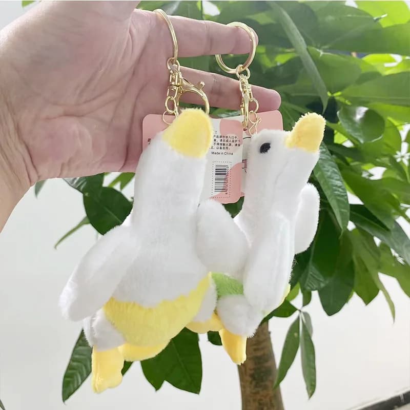 new Cute lying Goose Plush Pendant Doll Toy Big White Goose Bag Pendant Keychain Doll Gift