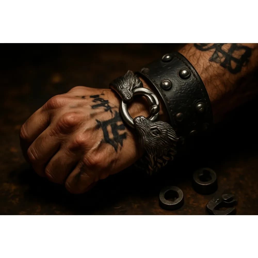 Bracciale Vintage Gotico in Acciaio Inossidabile con Testa di Lupo per Uomo, Stile Biker, Idea Regalo