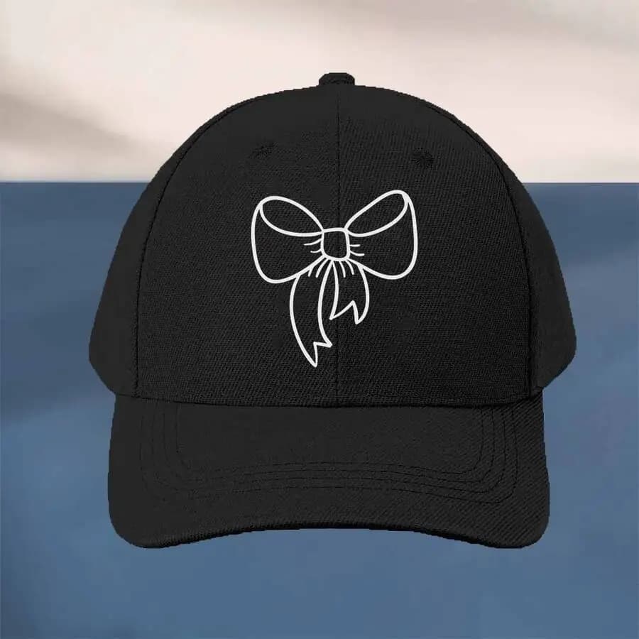1pc Bow Print Casual Sport Adjustable Strap Baseball Cap For Women Soft Breathable Cotton,Fashion Outdoor Sun Protection