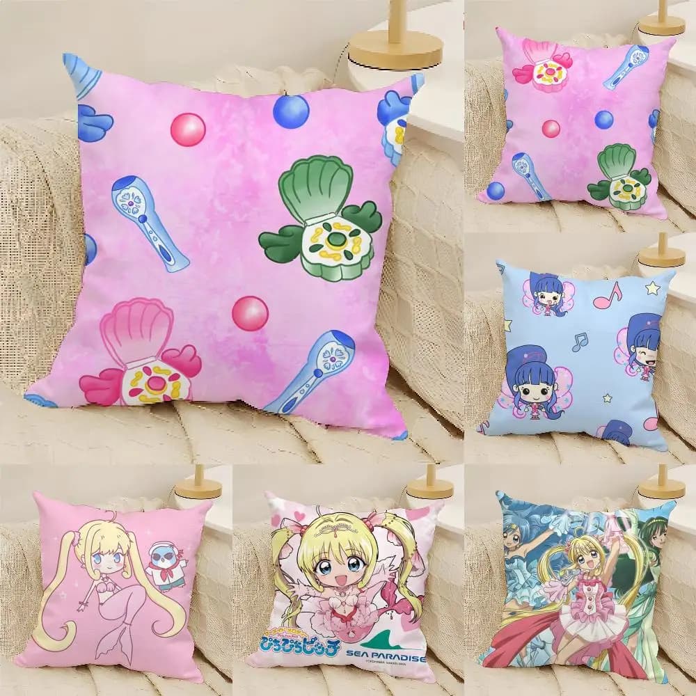 Comic Anime M-Mermaid Melody Pichi Pichi Pitch 2 Federa per cuscino in lino naturale con stampa fronte-retro, decorazione per la casa, copricuscino