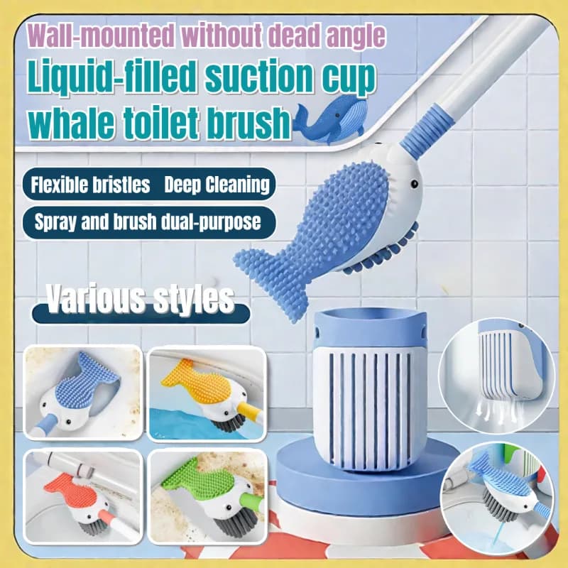 Scopino per WC con base cava a ventosa per uso domestico Scopino per WC in silicone completo riempito di liquido