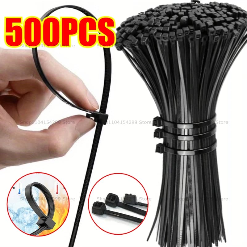 100-500PCS Forti fissamenti in plastica Collare di serraggio Fascette di serraggio in plastica Avvolgimenti Fasce di serraggio Fascette in nylon Regolabili
