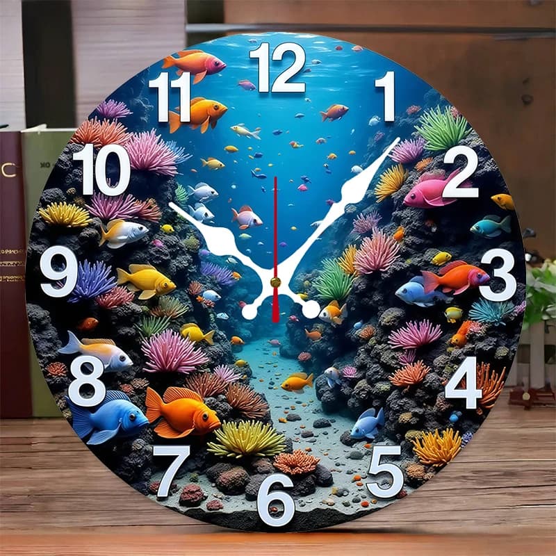 Orologio da parete moderno sospeso silenzioso rotondo in legno oceanico, adatto per soggiorno, ufficio, sala studio, camera da letto, decorazione domestica