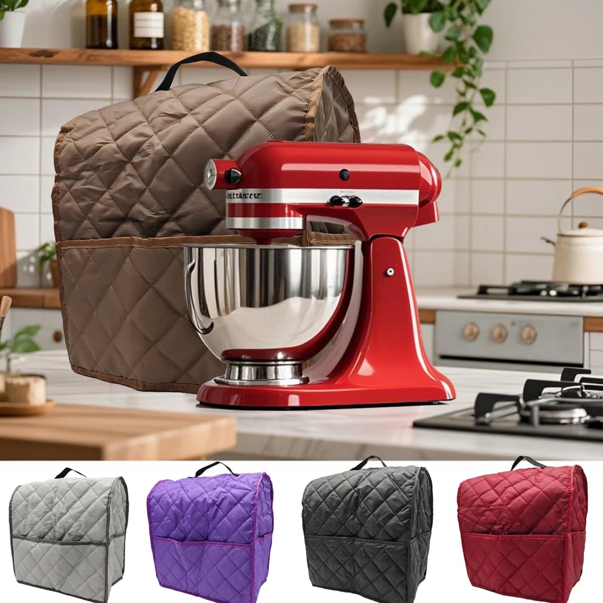 1PC Multi-Color Vertical Mixer Dust Cover, Side Storage Bag, Hand-Held Quilted Polyester Diamond Household Dust Cover