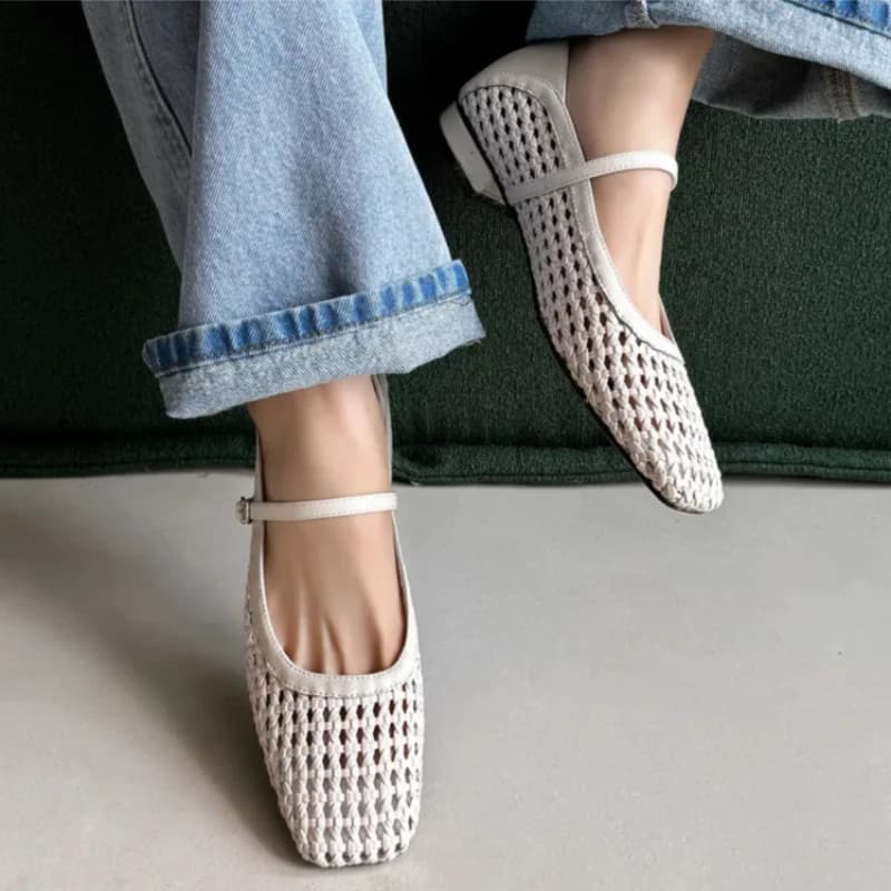 Nuove Scarpe Estive Intrecciate per Donne, Sandali Casual con Punta Quadrata, Sandali Traforati Freschi e Multifunzionali