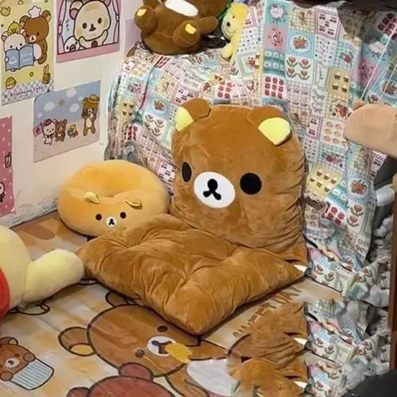 Anime Rilakkuma All In One chair cushion, back cushion, soft and cozy, for dorm, office, sofa, bedroom, decoration