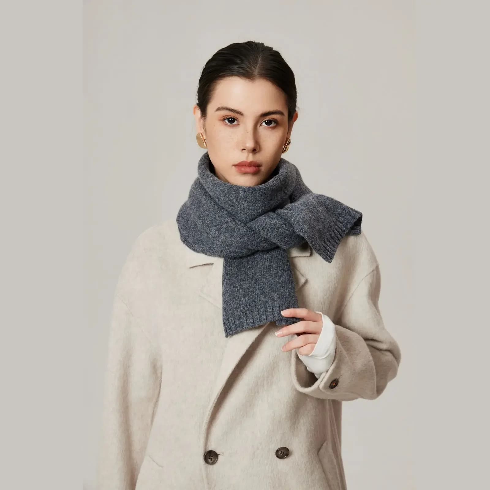 Sciarpa semplice lavorata a maglia in lana 100% versatile casual invernale da donna per il calore alla moda