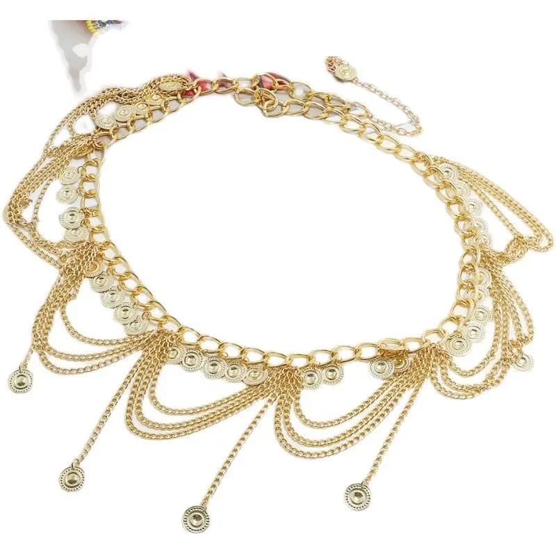 Nuova Catena da Vita con Nappe a Moneta Dorata Stile Dunhuang per Danza del Ventre, Accessori Esotici alla Moda per Performance