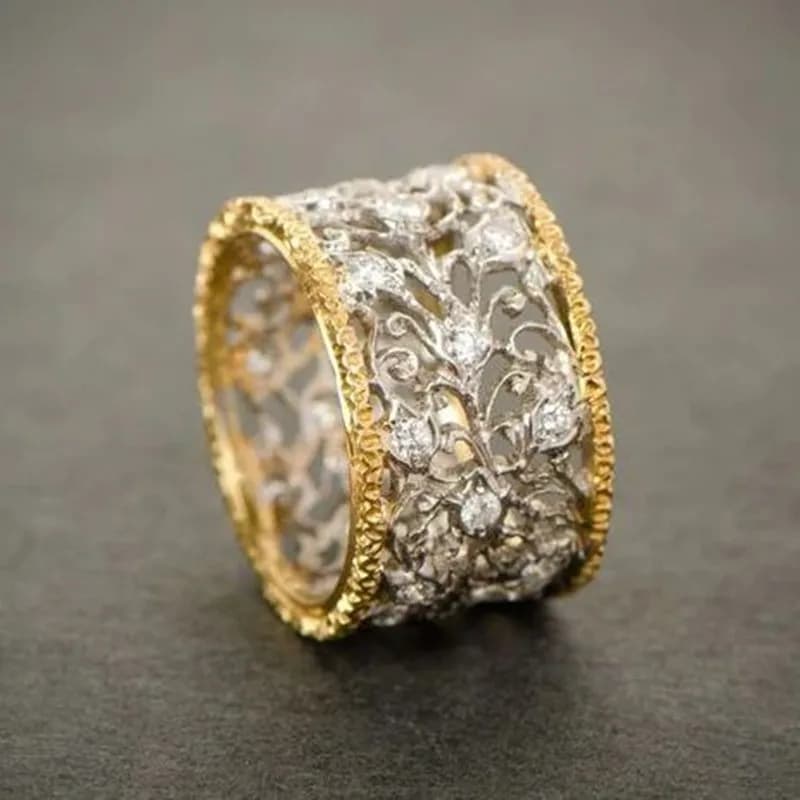 ORZTOON Fashion Korean Personal Gold and Sliver Color Figure Hollow Exquisite Ring For Women Ring Wedding Party Jewelry
