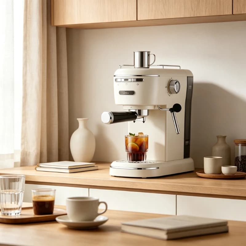 Small Home Semi-Automatic Coffee Machine, Espresso & Capsule Brewer with Milk Frother, Rich Smooth Taste Durable Durable Wear