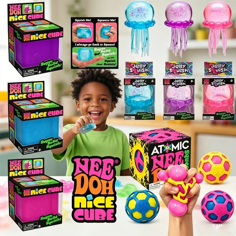 NeeDoh// Squishy Schylling Atomic/ Pallina Antistress Squishies Blind Box Regalo per Feste Giocattolo Antistress Sensoriale NeeDoh Fidget Toy
