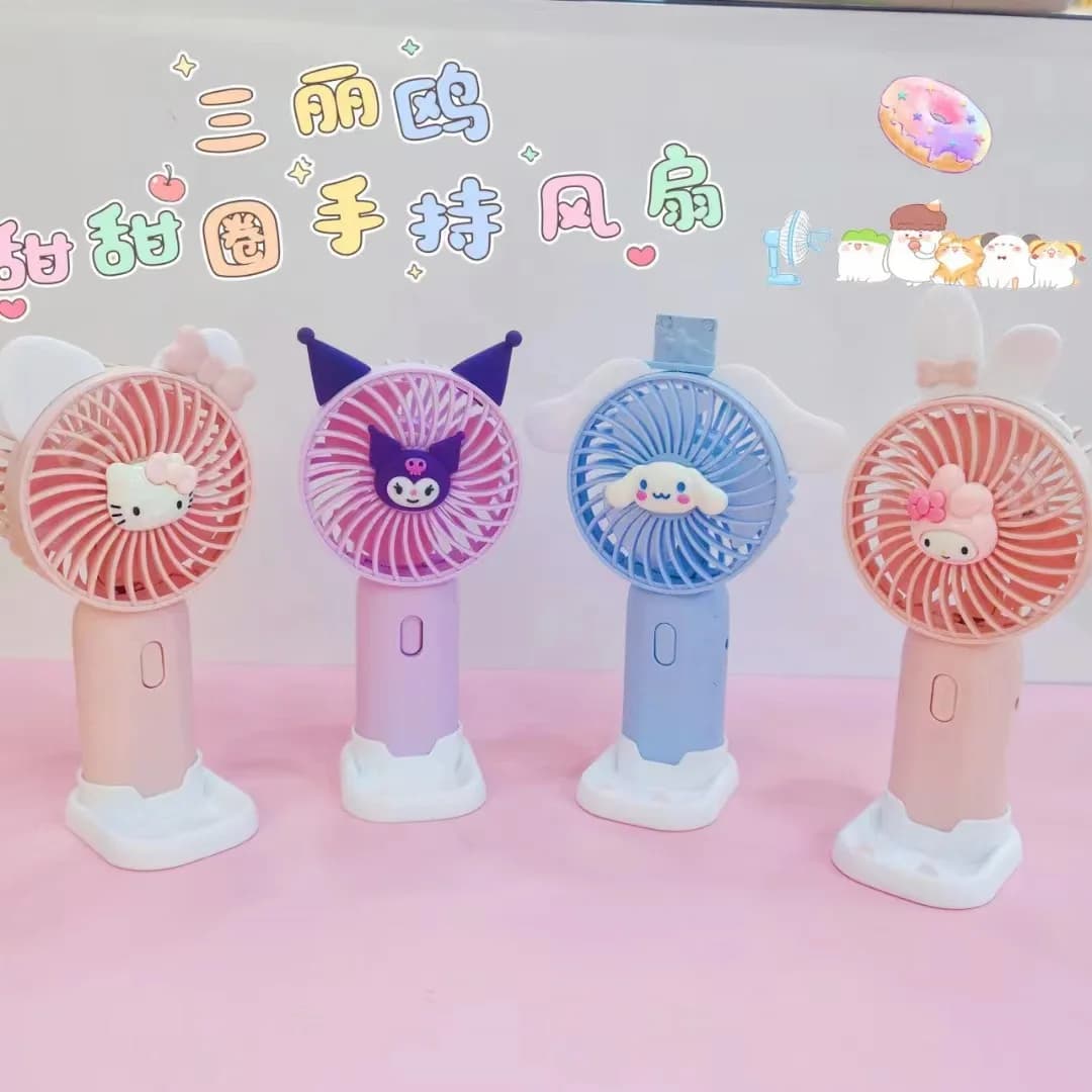 Mini Fan Sanrio Cartoon Cinnamoroll Hello Kitty Kuromi Melody, High Power Rechargeable Portable Fan, Children's Gift